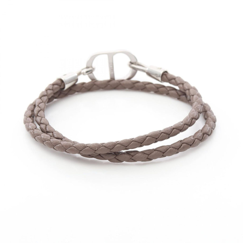 Dior Bracelet CD Icon Braid Leather Double Brown Stainless Steel — view 2