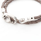 Dior Bracelet CD Icon Braid Leather Double Brown Stainless Steel — view 4