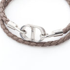 Dior Bracelet CD Icon Braid Leather Double Brown Stainless Steel — view 3