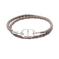 Dior Bracelet CD Icon Braid Leather Double Brown Stainless Steel