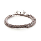 Dior Bracelet CD Icon Braid Leather Double Brown Stainless Steel — view 2