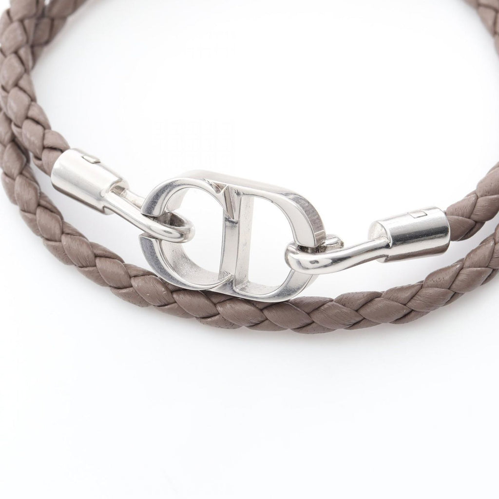 Dior Bracelet CD Icon Braid Leather Double Brown Stainless Steel — view 3