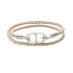 Dior Bracelet CD Icon Braid Leather Double Beige Stainless Steel