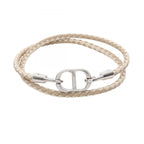 Dior Bracelet CD Icon Braid Leather Double Beige Stainless Steel