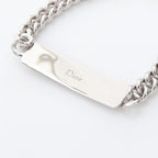 Dior Bracelet Guilloche Chain Link Logo Plate Silver Stainless Steel — view 3