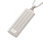 Dior Necklace Guilloche Plate Pendant Logo Silver Stainless Steel — view 2