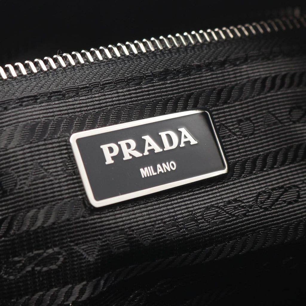 Prada Shoulder Bag Tessuto Saffian Duffle 2-Way Black Nylon Saffiano Leather — view 4