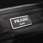 Prada Shoulder Bag Tessuto Saffian Duffle 2-Way Black Nylon Saffiano Leather — view 4