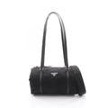 Prada Shoulder Bag Tessuto Saffian Duffle 2-Way Black Nylon Saffiano Leather