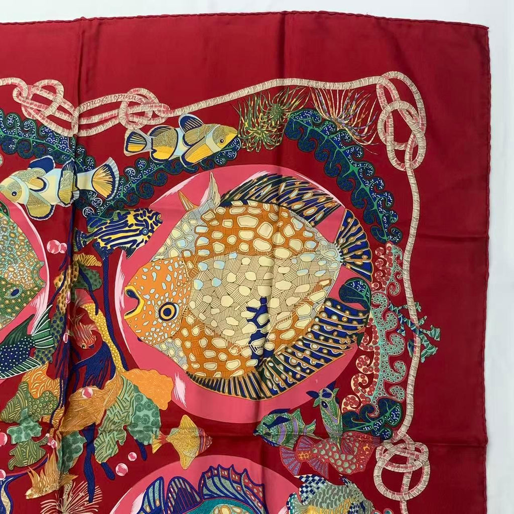 Hermes Carre 90 Scarf Silk Grands Fonds Deep Sea Red — view 3