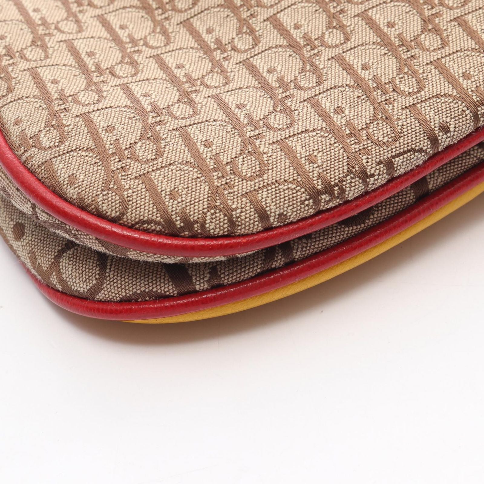 Dior Shoulder Bag Rasta Trotter Saddle Pocket Beige Multi Canvas Leather — view 8