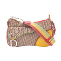 Dior Shoulder Bag Rasta Trotter Saddle Pocket Beige Multi Canvas Leather