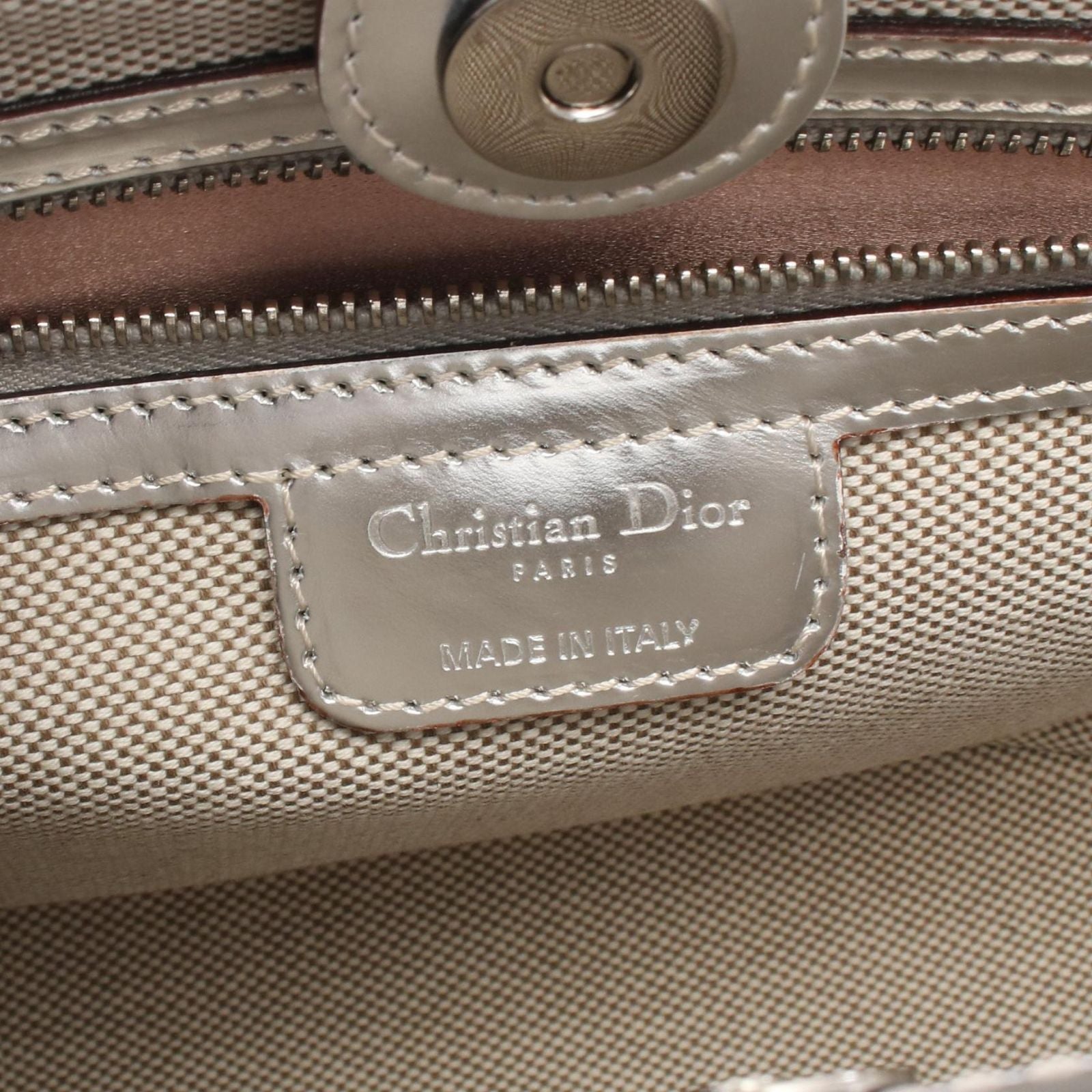 Dior Tote Silver Leather Trotter — view 4