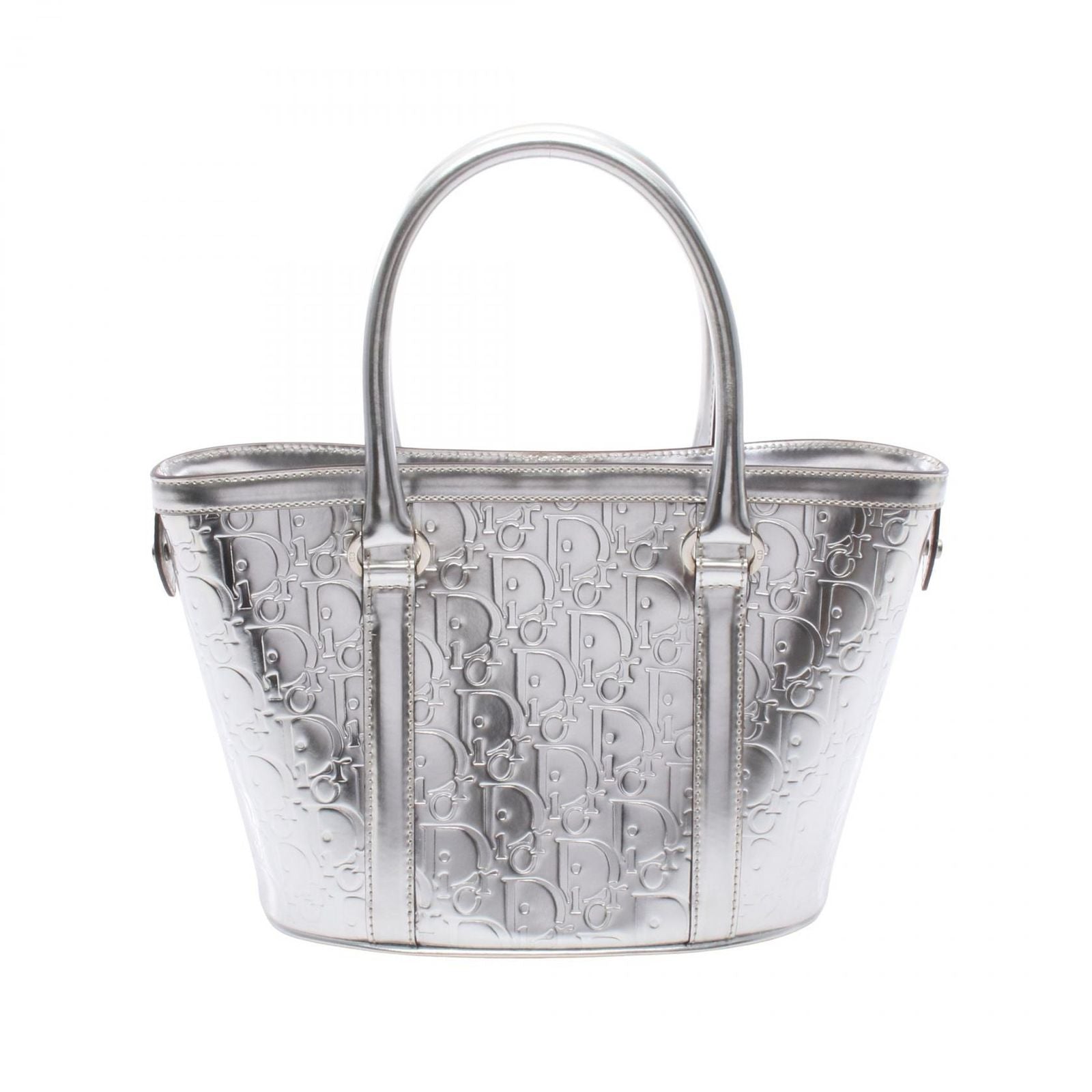 Dior Tote Silver Leather Trotter