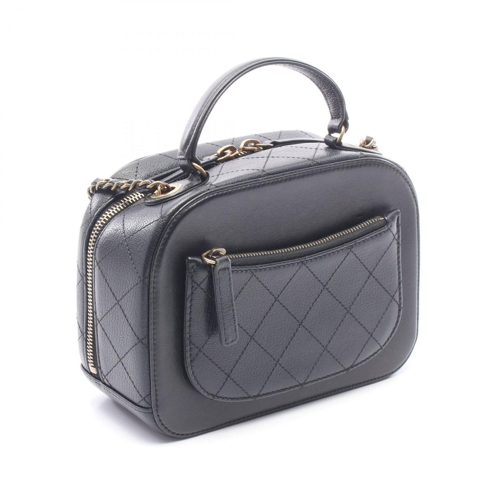 Chanel Shoulder Bag CC Logo Black Leather CC Vanity 2-Way Chain — view 2
