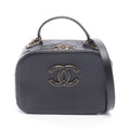 Chanel Shoulder Bag CC Logo Black Leather CC Vanity 2-Way Chain