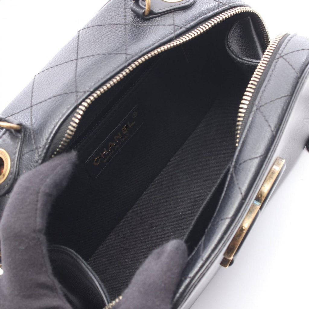 Chanel Shoulder Bag CC Logo Black Leather CC Vanity 2-Way Chain — view 3
