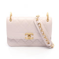 Chanel Shoulder Bag Quilted Pink Gray Leather Chain
