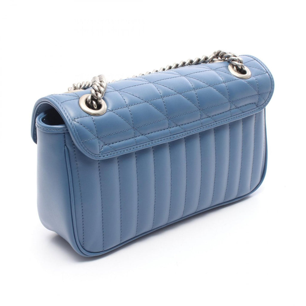 Gucci Shoulder Bag GG Marmont Quilted Small Blue Leather Chain — view 2