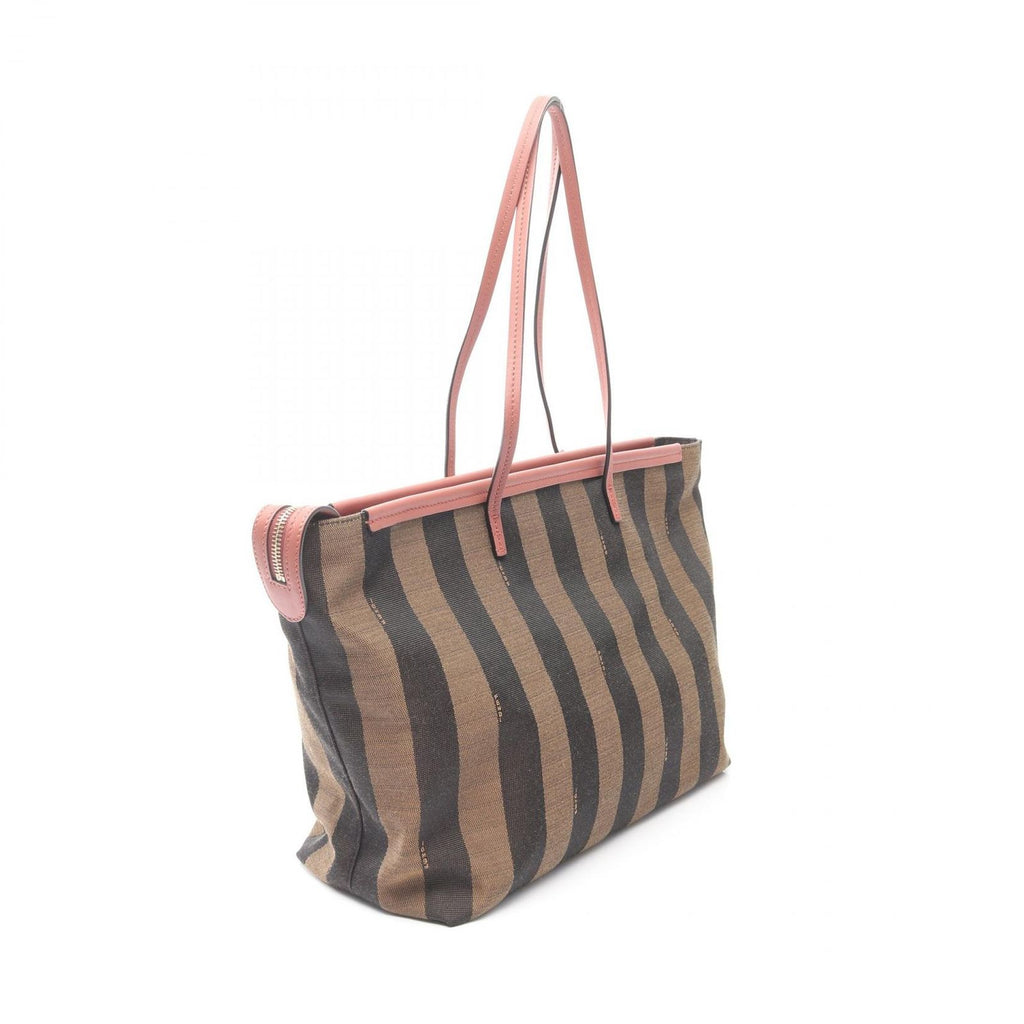 Fendi Tote Pecan Brown Dark Pink Canvas Leather — view 2