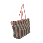 Fendi Tote Pecan Brown Dark Pink Canvas Leather — view 2