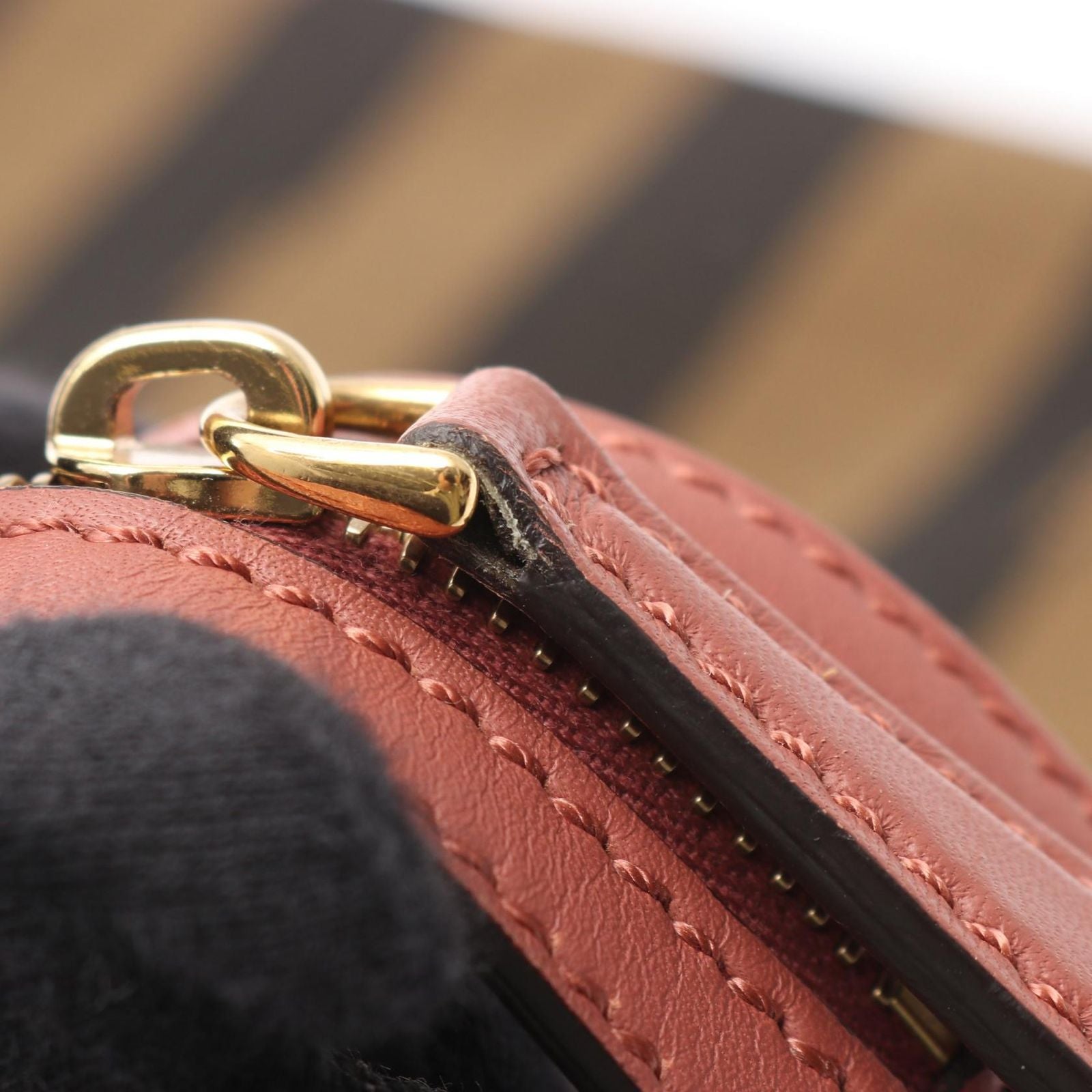 Fendi Tote Pecan Brown Dark Pink Canvas Leather — view 6