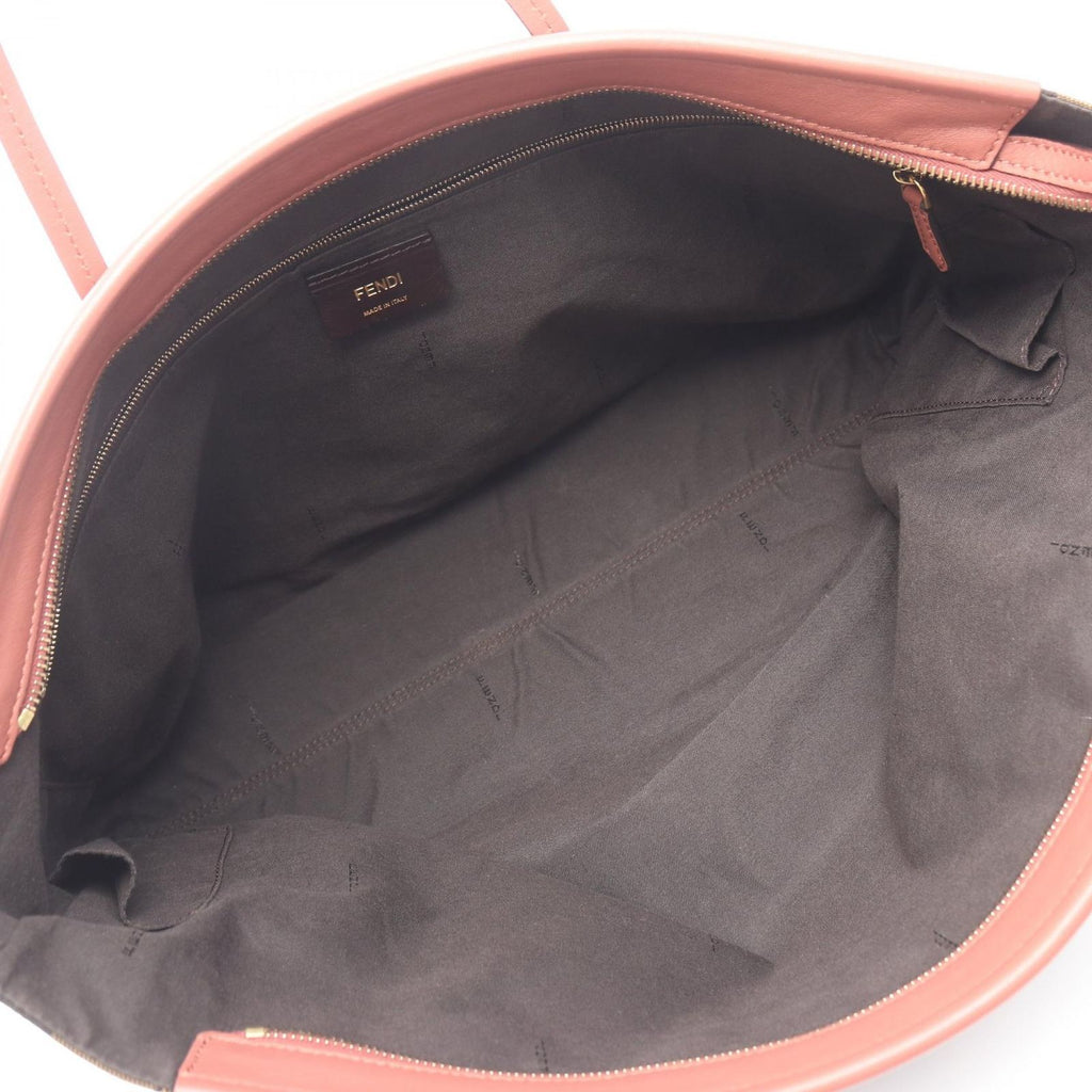 Fendi Tote Pecan Brown Dark Pink Canvas Leather — view 3