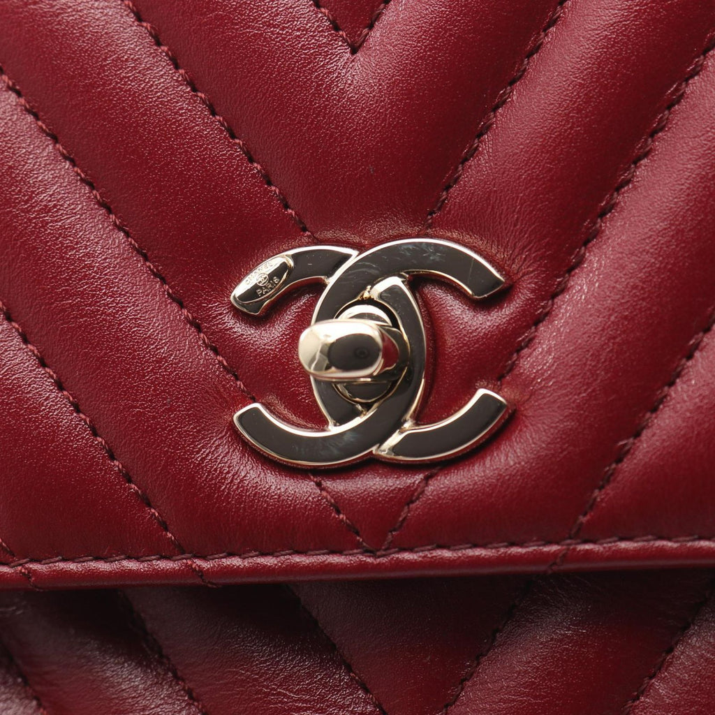 Chanel Handbag Coco Handle Flap Stitch Blanc 2-Way Red Leather Chain — view 8