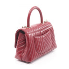 Chanel Handbag Coco Handle Flap Stitch Blanc 2-Way Red Leather Chain — view 2