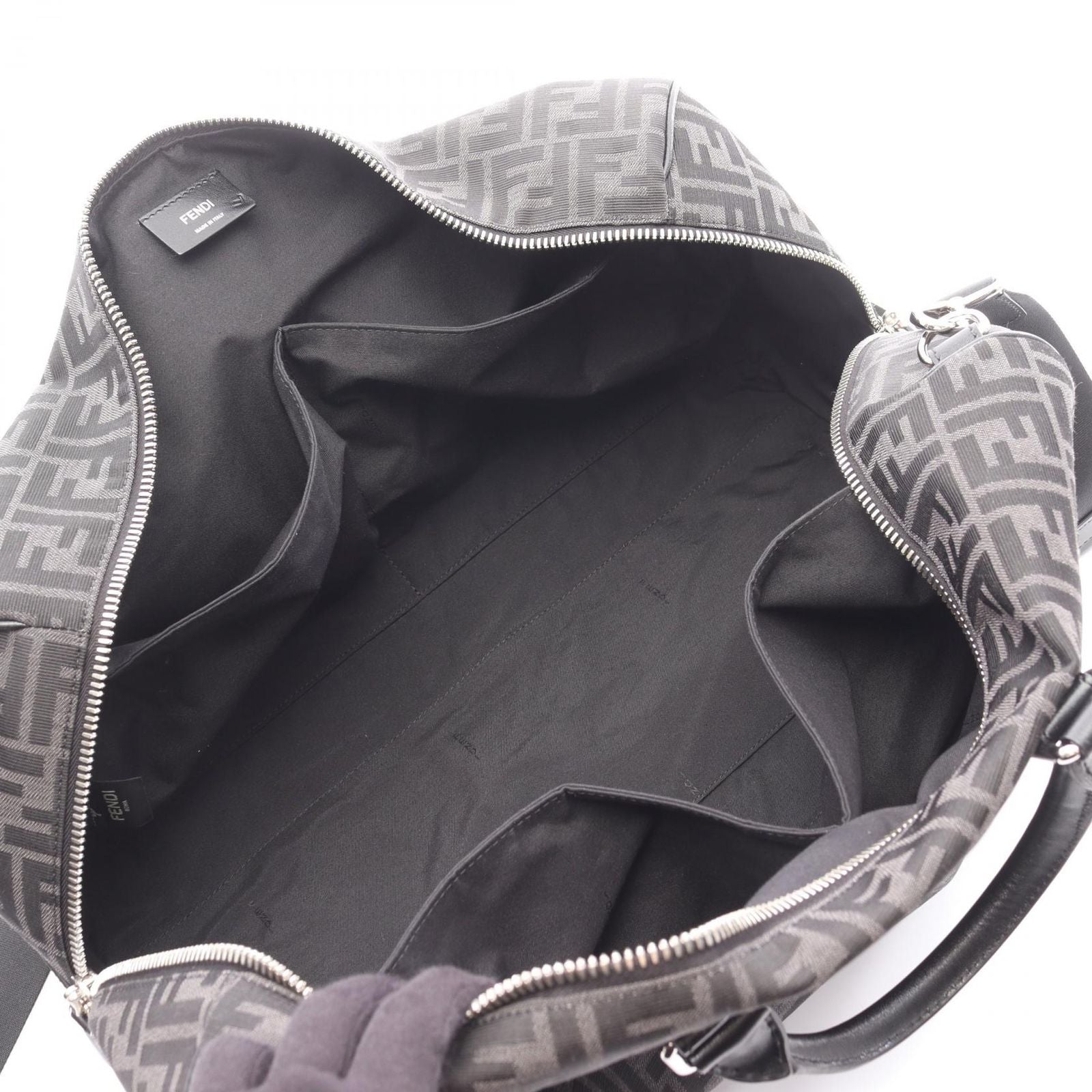Fendi Boston Bag FF Jacquard Duffle 2-Way Black Canvas Leather Duffel — view 3