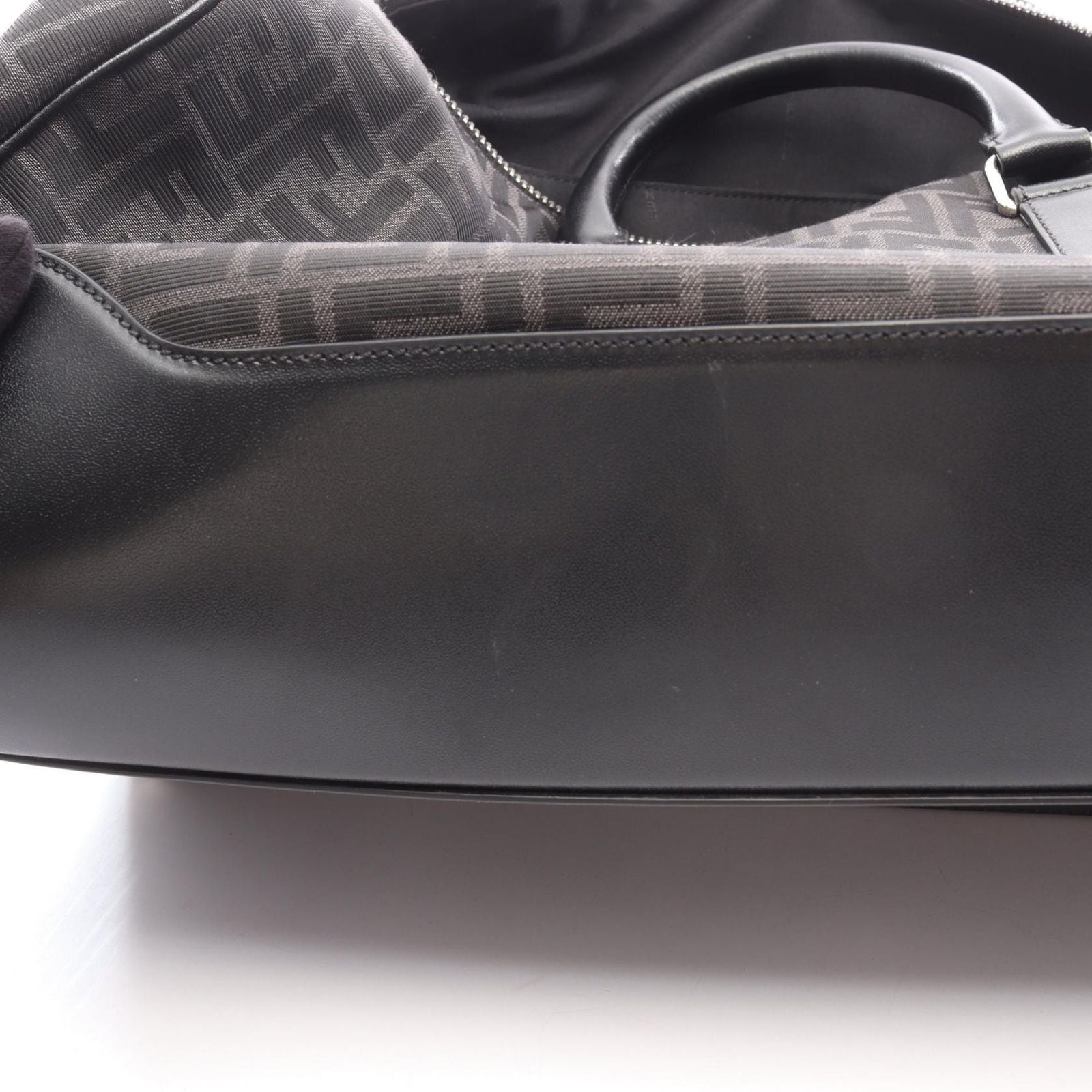 Fendi Boston Bag FF Jacquard Duffle 2-Way Black Canvas Leather Duffel — view 5