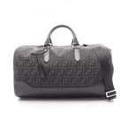 Fendi Boston Bag FF Jacquard Duffle 2-Way Black Canvas Leather Duffel