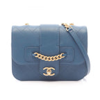 Chanel Shoulder Bag Quilted Blue Caviar Leather Chain