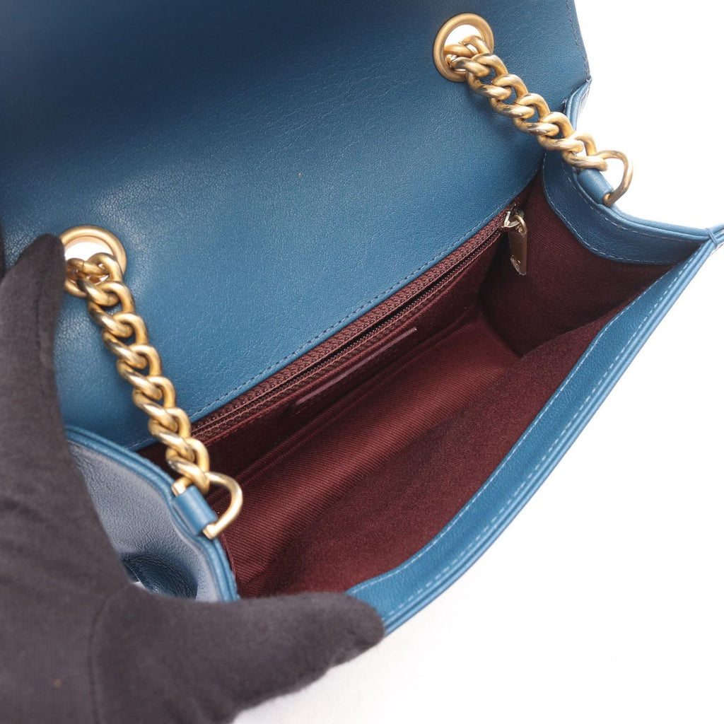 Chanel Shoulder Bag Quilted Blue Caviar Leather Chain — view 3