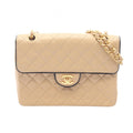 Chanel Shoulder Bag Quilted Single Flap Vintage Beige Lambskin Chain