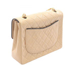 Chanel Shoulder Bag Quilted Single Flap Vintage Beige Lambskin Chain — view 2