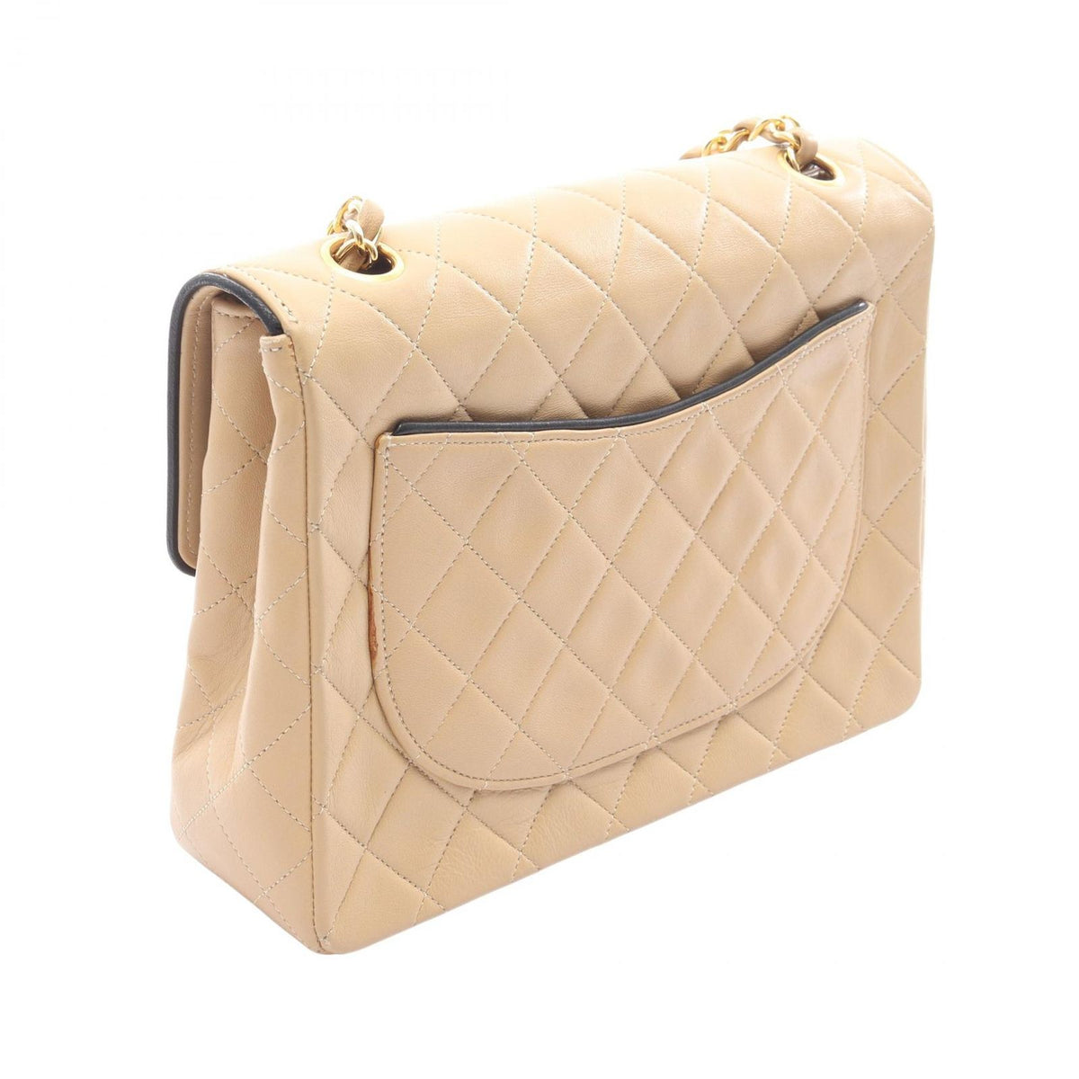 Chanel Shoulder Bag Quilted Single Flap Vintage Beige Lambskin Chain — view 2