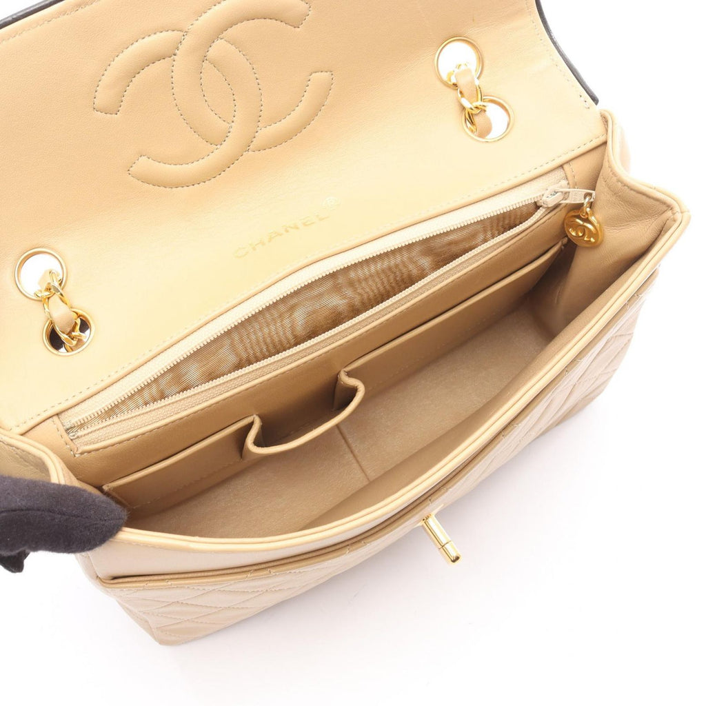 Chanel Shoulder Bag Quilted Single Flap Vintage Beige Lambskin Chain — view 3