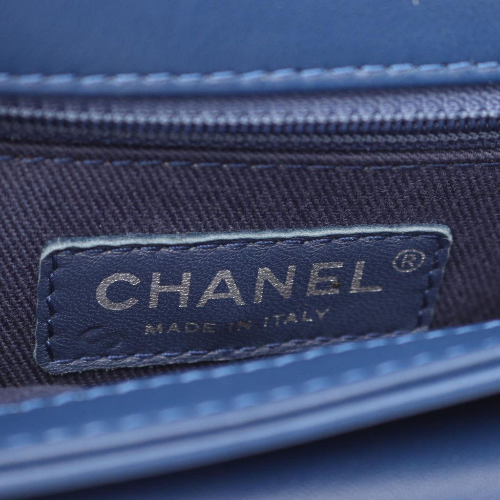 Chanel Shoulder Bag Quilted Coco Eyelet Round Mini Blue Leather Chain — view 4