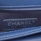 Chanel Shoulder Bag Quilted Coco Eyelet Round Mini Blue Leather Chain — view 4