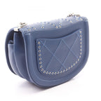 Chanel Shoulder Bag Quilted Coco Eyelet Round Mini Blue Leather Chain — view 2