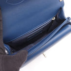 Chanel Shoulder Bag Quilted Coco Eyelet Round Mini Blue Leather Chain — view 3