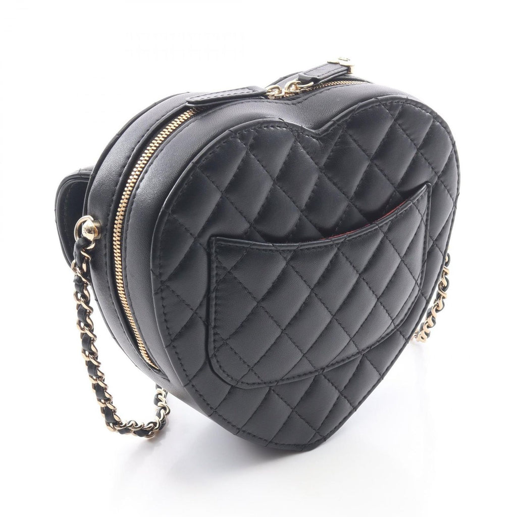 Chanel Shoulder Bag Quilted Heart Black Lambskin — view 2