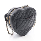 Chanel Shoulder Bag Quilted Heart Black Lambskin — view 2