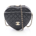 Chanel Shoulder Bag Quilted Heart Black Lambskin