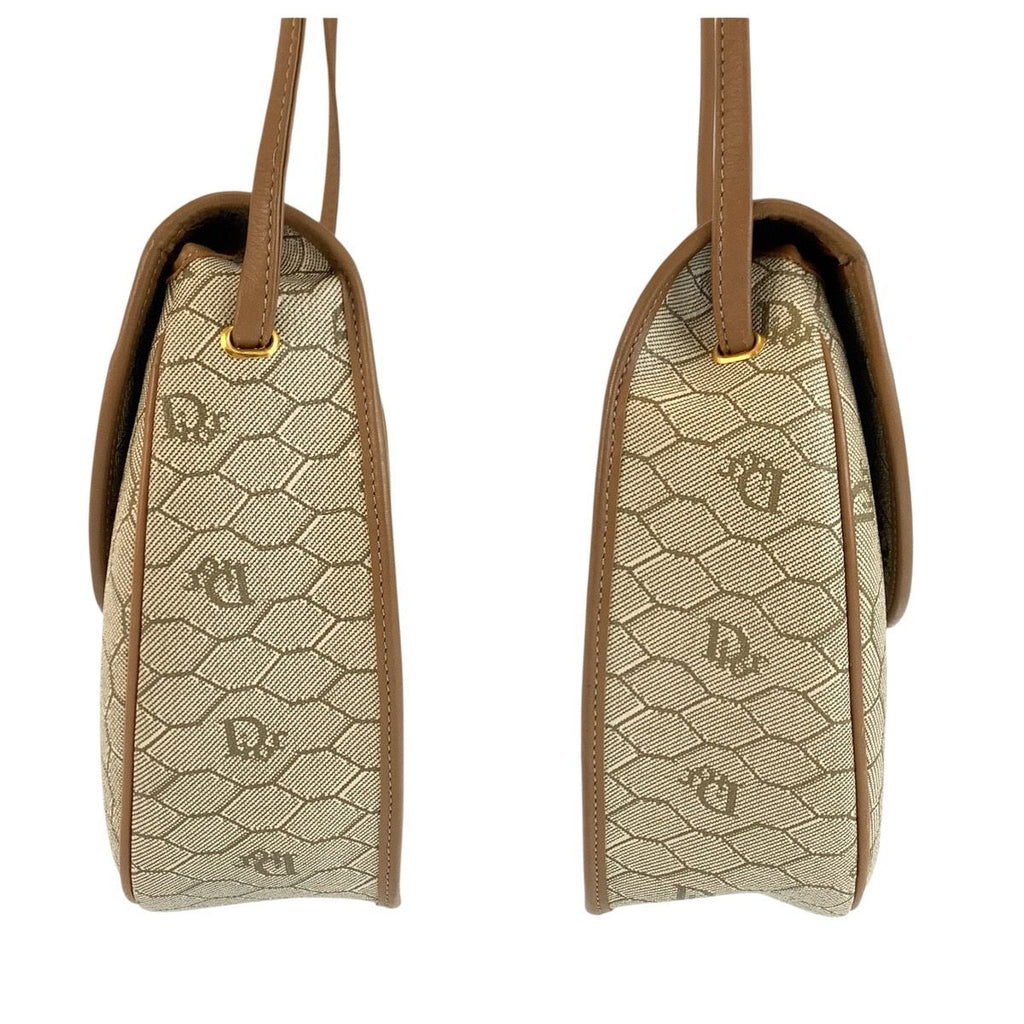 Dior Vintage Honeycomb Pattern Beige Brown Shoulder Bag Pochette — view 6