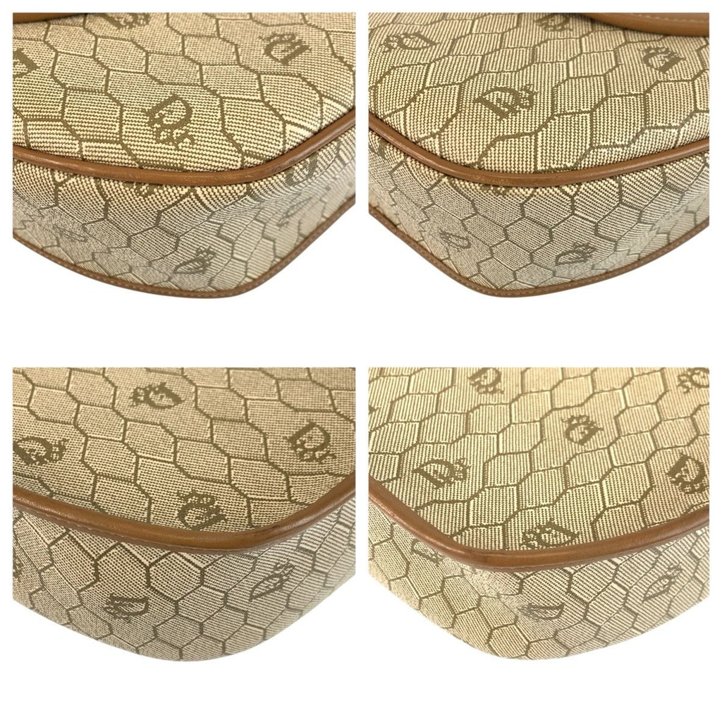 Dior Vintage Honeycomb Pattern Beige Brown Shoulder Bag Pochette — view 4