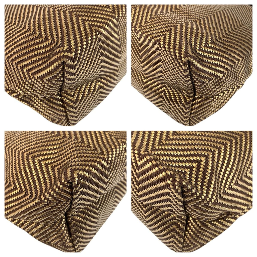 Hermes Cabas Chennai Brown Gold Polyester Leather Tote Shoulder Bag — view 4