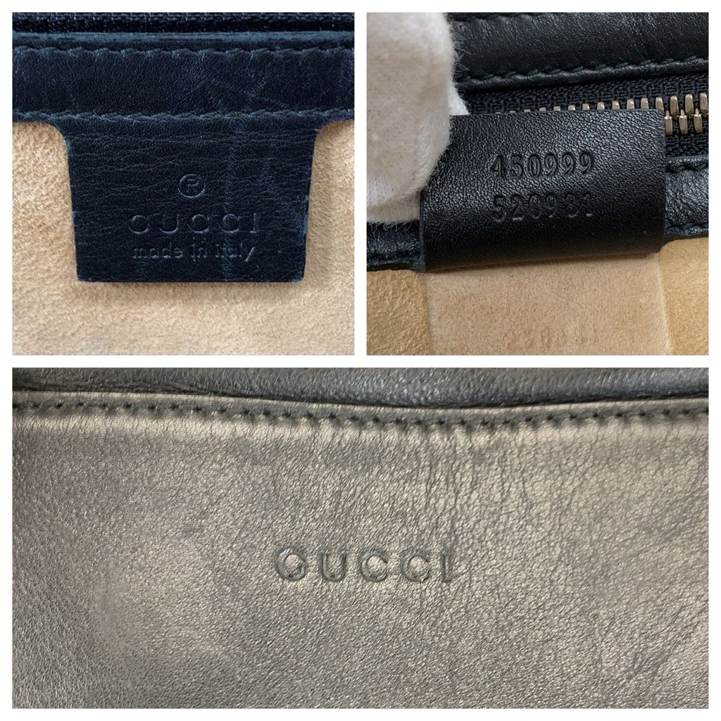 Gucci Snake Black Gold Leather Boston Bag — view 3
