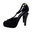 Chanel Shoes Leather Heels Black CC Logo Line — view 5